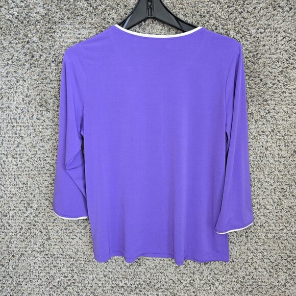 Susan Graver Top Womens Small Purple Liquid Knit Scoop Neck Blouse 3/4 Sleeve - Picture 7 of 7